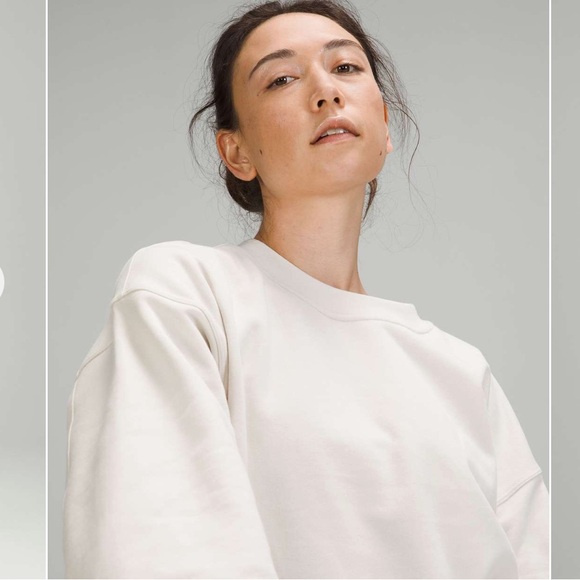 lululemon athletica Tops - Lululemon Softstreme Perfectly Oversized Cropped Crew Sz 4 white opal
